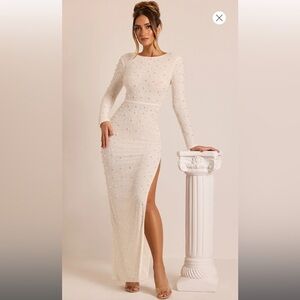 Oh Polly Cream Long Sleeve Gown